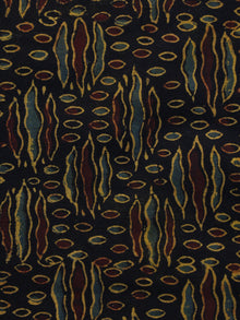 Black Rust Yellow Ajrakh Hand Block Printed Cotton Blouse Fabric - BPA040