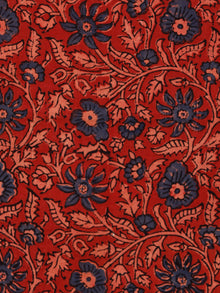 Red Indigo Black Beige Ajrakh Hand Block Printed Cotton Fabric Per Meter - F003F1773