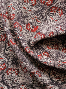 Beige Black Red Hand Block Printed Cotton Fabric Per Meter - F001F1370