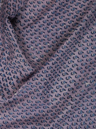 Blue Purple Hand Block Printed Cotton Fabric Per Meter - F001F2367