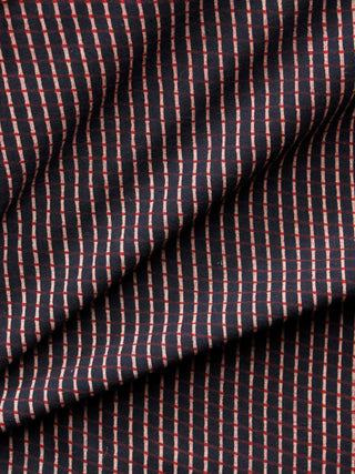 Black Red Ivory Ajrakh Hand Block Printed Cotton Fabric Per Meter - F003F1543