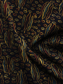 Black Rust Yellow Ajrakh Hand Block Printed Cotton Blouse Fabric - BPA040