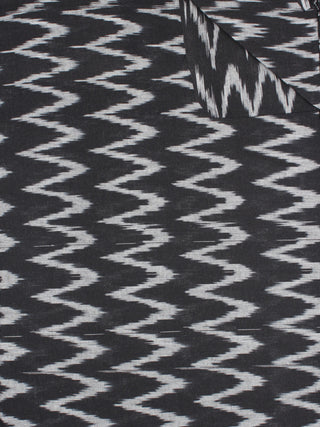 Black Ivory Pochampally Hand Weaved Ikat Fabric Per Meter - F0916752
