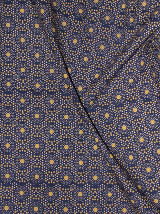Indigo Ivory Mustard Block Printed Cotton Fabric Per Meter - F0916710