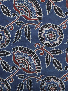 Indigo Brown Black Ivory Ajrakh Hand Block Printed Cotton Blouse Fabric - BPA065