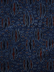 Indigo Ivory Black Rust Black Ajrakh Hand Block Printed Cotton Blouse Fabric - BPA041