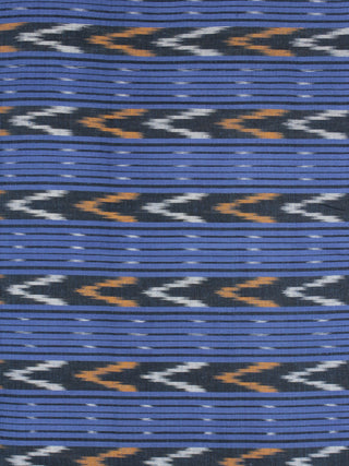 Black Blue Orange Ivory Pochampally Hand Weaved Ikat Fabric Per Meter - F0916753