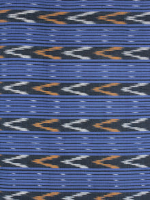 Black Blue Orange Ivory Pochampally Hand Weaved Ikat Fabric Per Meter - F0916753