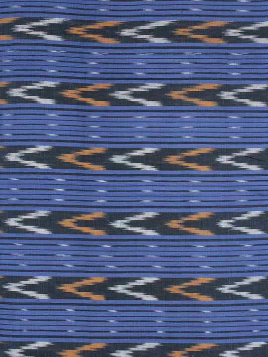Black Blue Orange Ivory Pochampally Hand Weaved Ikat Fabric Per Meter - F0916753