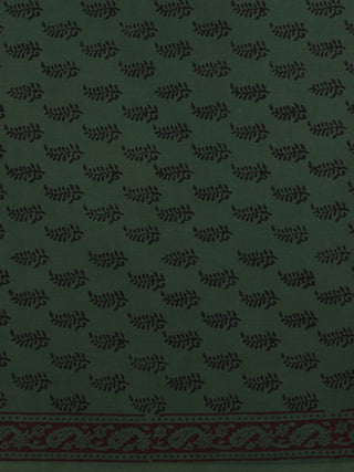 Bottle Green Black Bagh Printed Cotton Fabric Per Meter - F005F2092