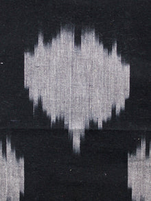 Black Grey Pochampally Hand Woven Ikat Cotton Fabric Per Meter - F002F1442