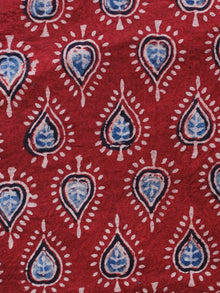 Red Light Blue Peach Black Ajrakh Hand Block Printed Cotton Blouse Fabric - BPA0144