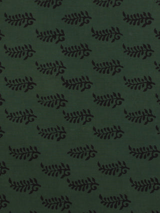 Bottle Green Black Bagh Printed Cotton Fabric Per Meter - F005F2092