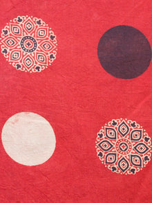 Orange Black Ivory Ajrakh Hand Block Printed Cotton Fabric Per Meter - F003F1544