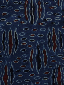 Indigo Ivory Black Rust Black Ajrakh Hand Block Printed Cotton Blouse Fabric - BPA041