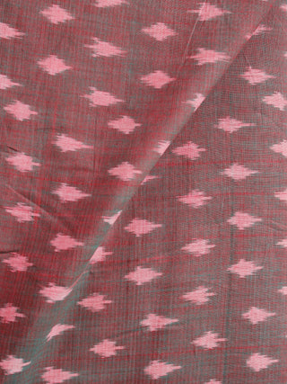 Maroon Pink Pochampally Hand Weaved Ikat Mercerised Cotton Fabric Per Meter - F002F1985