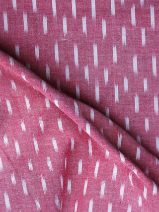 Pink White Pochampally Hand Weaved Ikat Fabric Per Meter - F003F1249