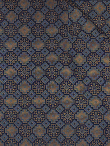 Indigo Grey Orange Ajrakh Printed Cotton Fabric Per Meter - F0916711