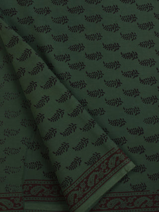 Bottle Green Black Bagh Printed Cotton Fabric Per Meter - F005F2092