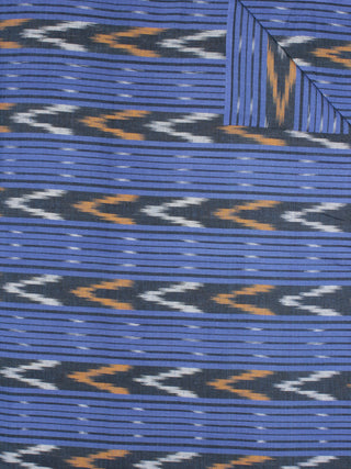 Black Blue Orange Ivory Pochampally Hand Weaved Ikat Fabric Per Meter - F0916753