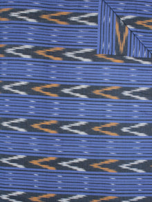 Black Blue Orange Ivory Pochampally Hand Weaved Ikat Fabric Per Meter - F0916753