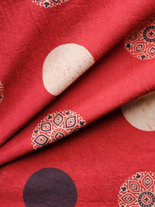 Orange Black Ivory Ajrakh Hand Block Printed Cotton Fabric Per Meter - F003F1544