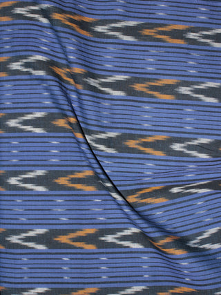 Black Blue Orange Ivory Pochampally Hand Weaved Ikat Fabric Per Meter - F0916753