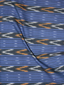 Black Blue Orange Ivory Pochampally Hand Weaved Ikat Fabric Per Meter - F0916753