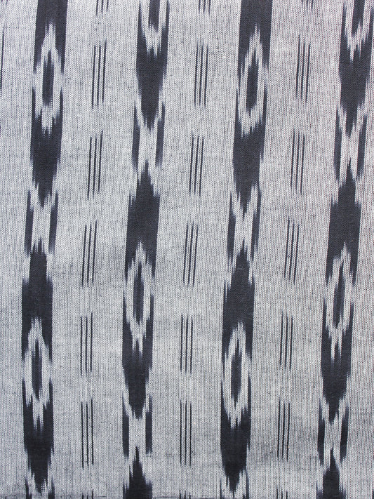 Grey Black Pochampally Hand Weaved Ikat Fabric Per Meter - F003F1256