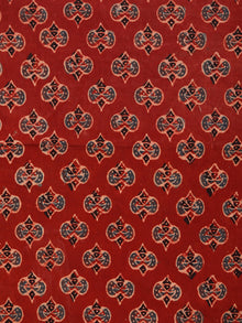 Red Black Grey Beige Ajrakh Hand Block Printed Cotton Fabric Per Meter - F003F1775