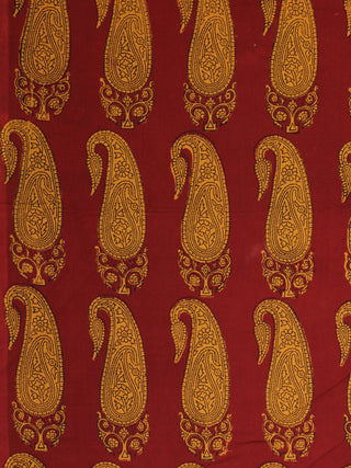 Rust Mustard Bagh Printed Cotton Fabric Per Meter - F005F2093