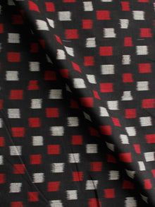 Black Red Grey Pochampally Hand Weaved Ikat Mercerised Cotton Fabric Per Meter - F002F1986