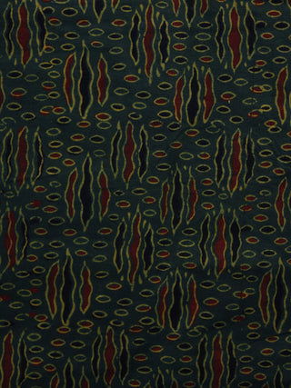 Green Yellow Black Rust Ajrakh Hand Block Printed Cotton Blouse Fabric - BPA042