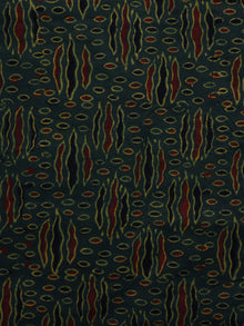Green Yellow Black Rust Ajrakh Hand Block Printed Cotton Blouse Fabric - BPA042