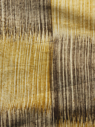 Mustard Beige Black Hand Painted Cotton Fabric Per Meter - F001F1088