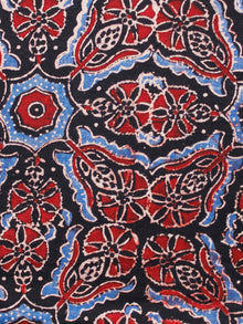 Black Red Ivory Blue Ajrakh Hand Block Printed Cotton Fabric Per Meter - F003F1615
