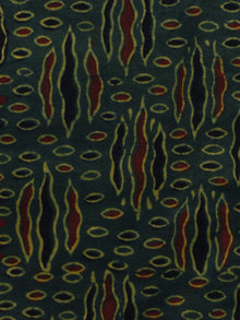 Green Yellow Black Rust Ajrakh Hand Block Printed Cotton Blouse Fabric - BPA042