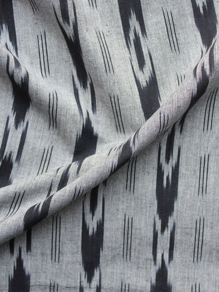 Grey Black Pochampally Hand Weaved Ikat Fabric Per Meter - F003F1256