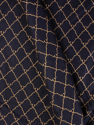 Blue Gold Printed Cotton Fabric Per Meter - F001F2199