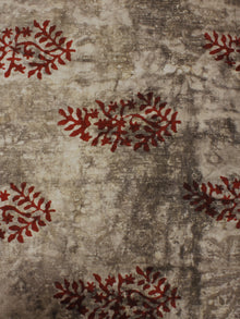 Beige Red Hand Block Printed Cotton Cambric Fabric Per Meter - F0916125