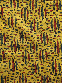 Yellow Maroon Green Ajrakh Hand Block Printed Cotton Blouse Fabric - BPA043