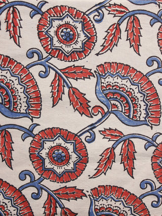 Baby Pink Red Black Blue Ajrakh Hand Block Printed Cotton Blouse Fabric - BPA067