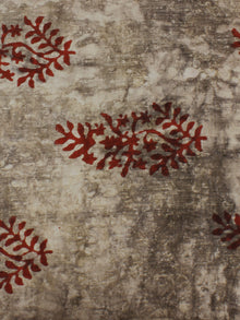Beige Red Hand Block Printed Cotton Cambric Fabric Per Meter - F0916125