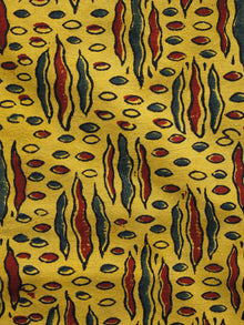 Yellow Maroon Green Ajrakh Hand Block Printed Cotton Blouse Fabric - BPA043