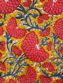 Mustard Red Indigo Hand Block Printed Cotton Fabric Per Meter - F001F1373