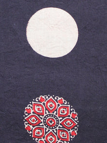 Indigo White Red Ajrakh Hand Block Printed Cotton Fabric Per Meter - F003F1545