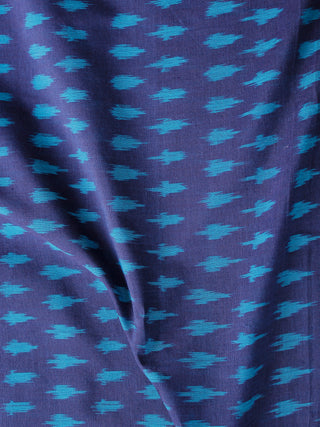 Blue Sky Blue Pochampally Hand Weaved Ikat Mercerised Cotton Fabric Per Meter - F002F1988