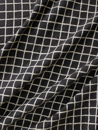 Black Ivory Hand Block Printed Cotton Fabric Per Meter - F001F1866