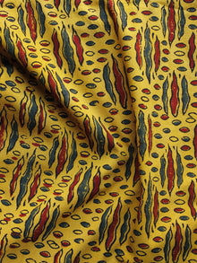 Yellow Maroon Green Ajrakh Hand Block Printed Cotton Blouse Fabric - BPA043