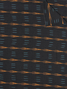 Black Teal Blue Orange Pochampally Hand Weaved Ikat Fabric Per Meter - F0916754